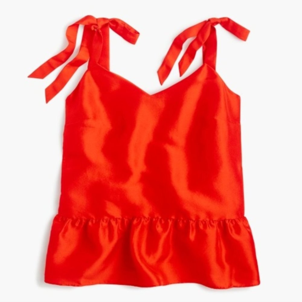 J.Crew Silk Tie-shoulder Peplum Top